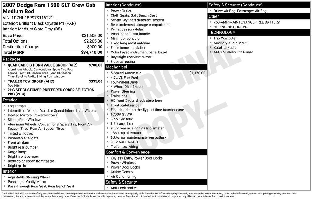 dodge ram 1500 pickup 2007 1D7HU18P97S116221 image dodge ram 1500 pickup 2007 1D7HU18P97S116221 image